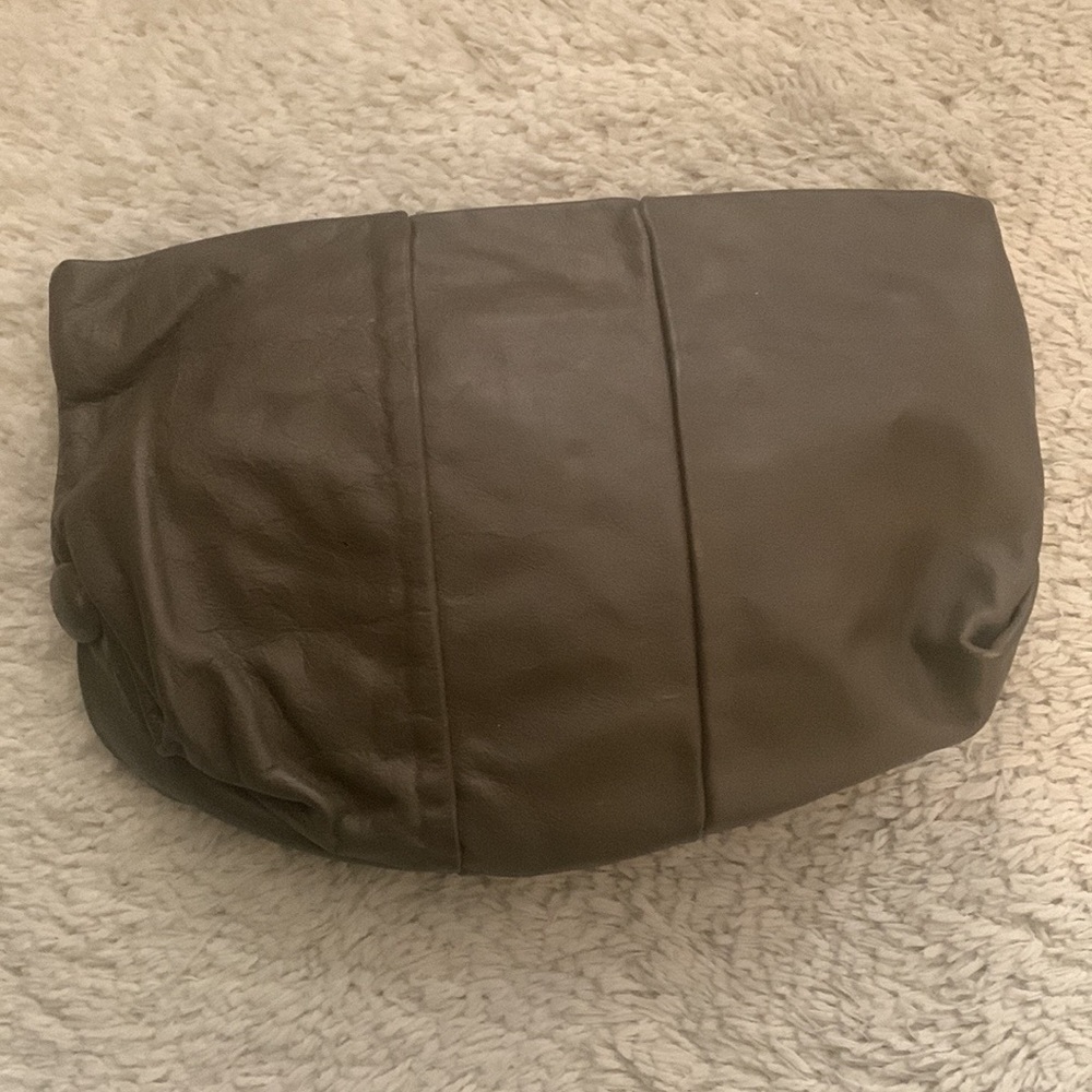 VINTAGE Jumbo Khaki Leather Clutch Purse
